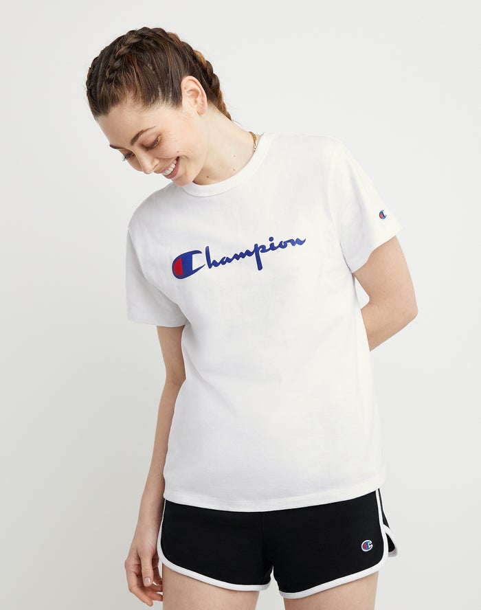 Champion Dame T-Shirts Hvide - Heritage - Danmark MPS-254093